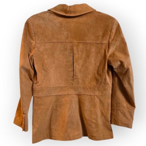 Terry Lewis Genuine Leather Blazer Jacket Women’s Medium Tan Brown - Picture 4 of 8